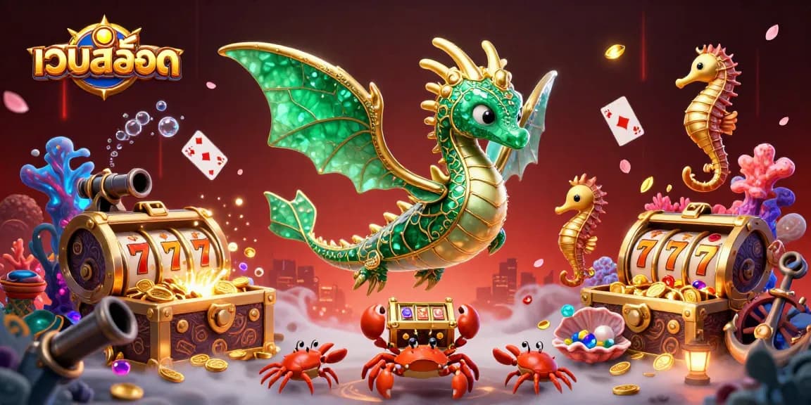 Experience thrilling action at เว็บสล็อต with a vivid 3D sea dragon and dazzling treasures.