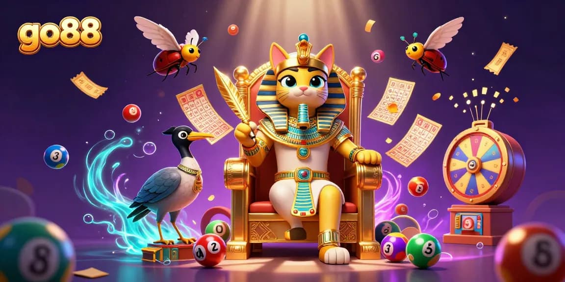 Experience the thrill of go88 with vibrant lottery elements and captivating characters in an immersive illustration.