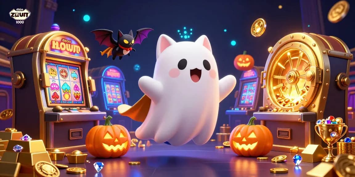 Spin the reels in demo slot zeus 1000 with a whimsical ghost cat and glowing pumpkins!