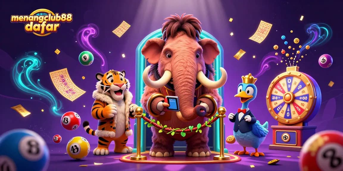 Experience menangclub88 daftar excitement with a vibrant casino scene featuring whimsical characters and dynamic gaming elements.