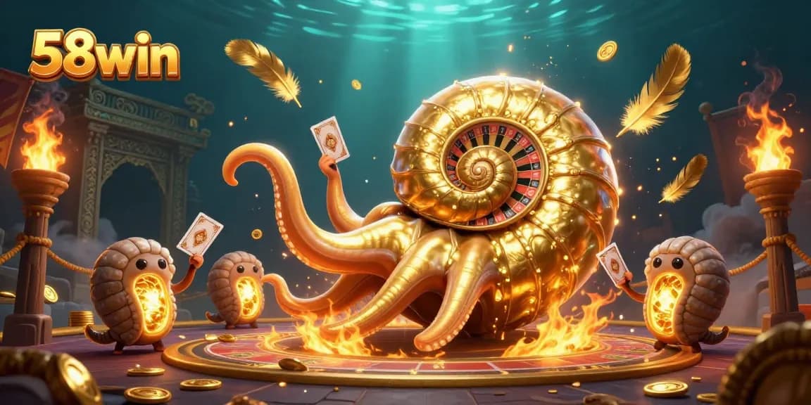 Engage with 58win's dynamic casino adventures featuring ancient nautilus characters and arcade elements.