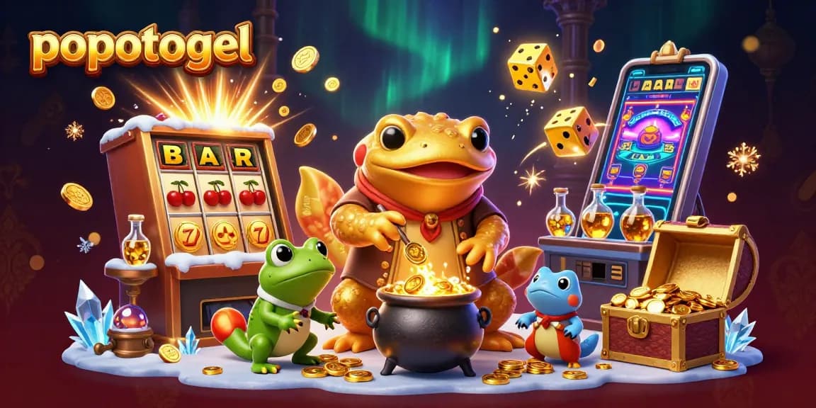 Experience thrilling games with popotogel's immersive casino environment, featuring vibrant illustrations.