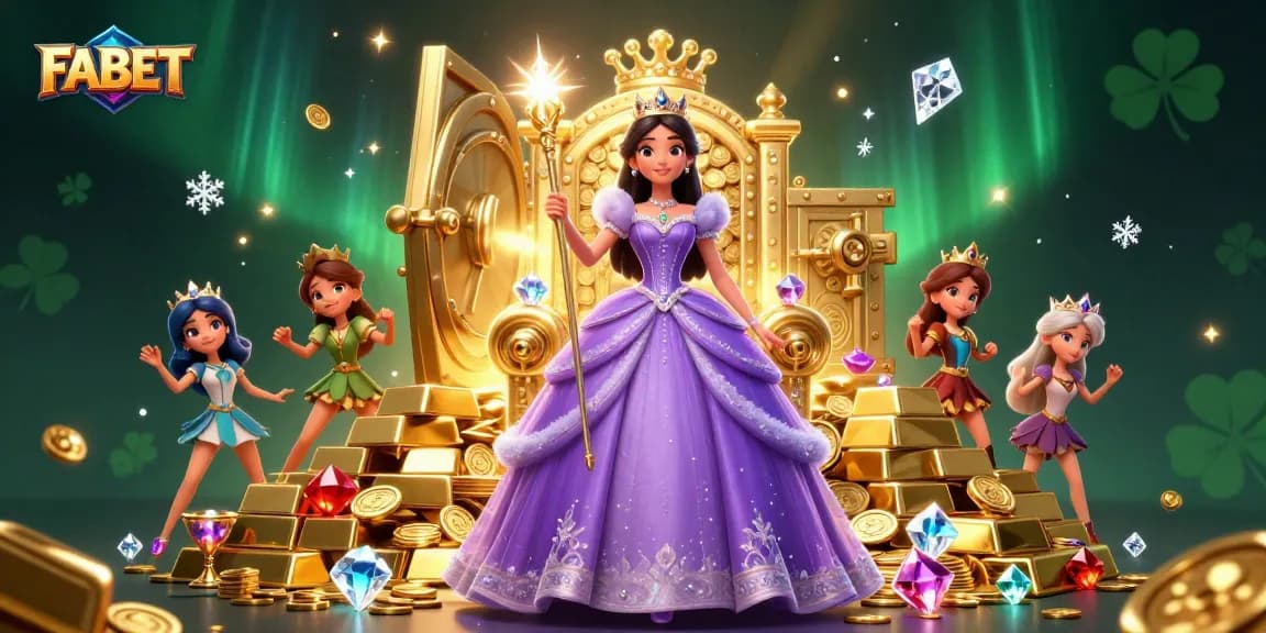 Win big with FABET in a vibrant casino scene featuring treasures and prizes.