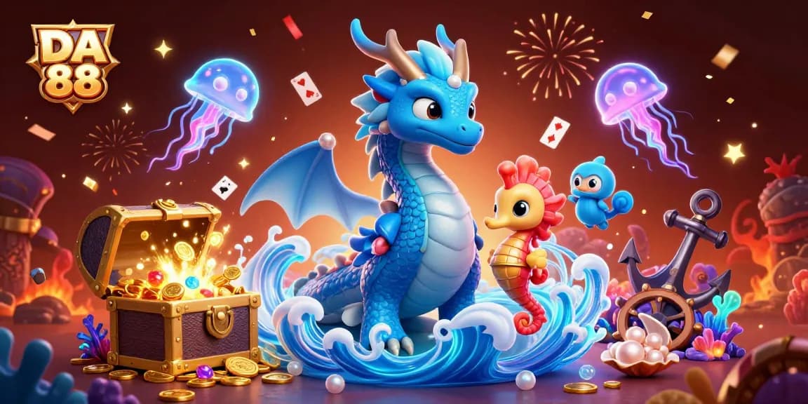 Capture the excitement of DA 88 in a vibrant underwater gambling adventure with magical elements.