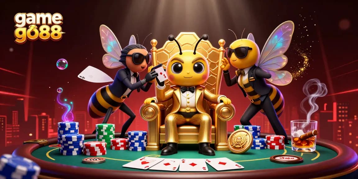 Experience the thrill of game go88 with a 3D cartoon mob boss illustration in a vibrant casino scene.