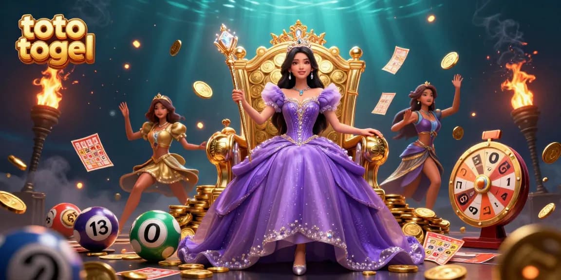 Terlibat dengan Toto Togel saat seorang wanita cantik memegang tongkatnya di tengah elemen lotere yang berwarna-warni.