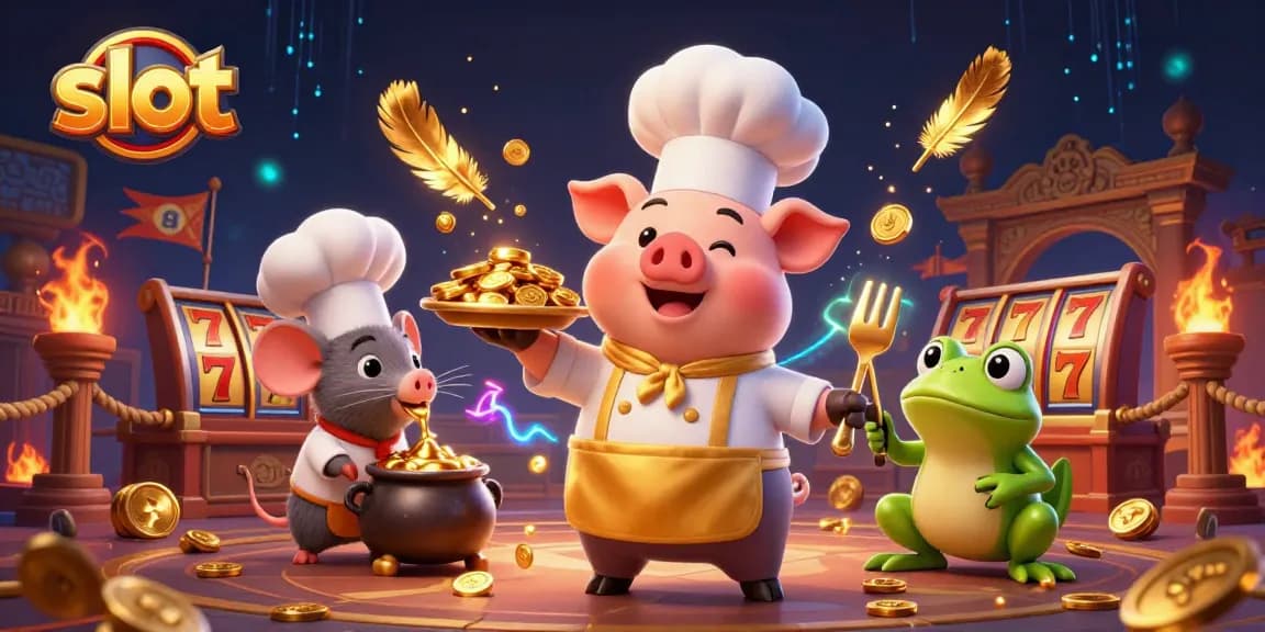 Experience thrilling slot actions with vibrant characters serving gold in an exciting casino setting