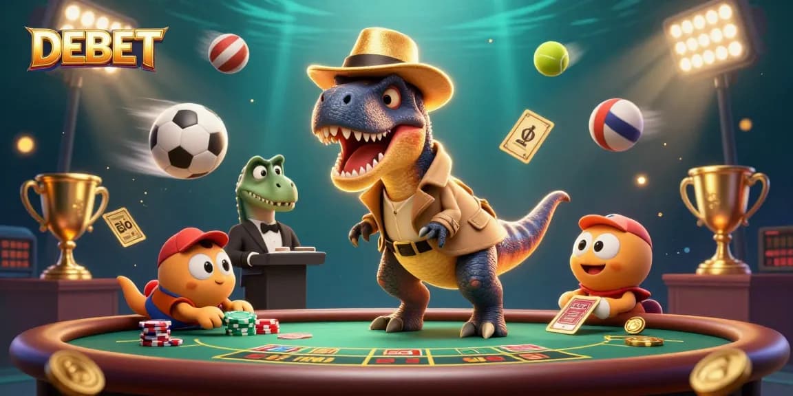 Engage with DEBET through thrilling blackjack action featuring vibrant characters and dynamic game elements.