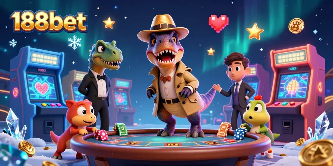 188bet cartoon velociraptor at blackjack, vibrant gaming elements, online casino atmosphere