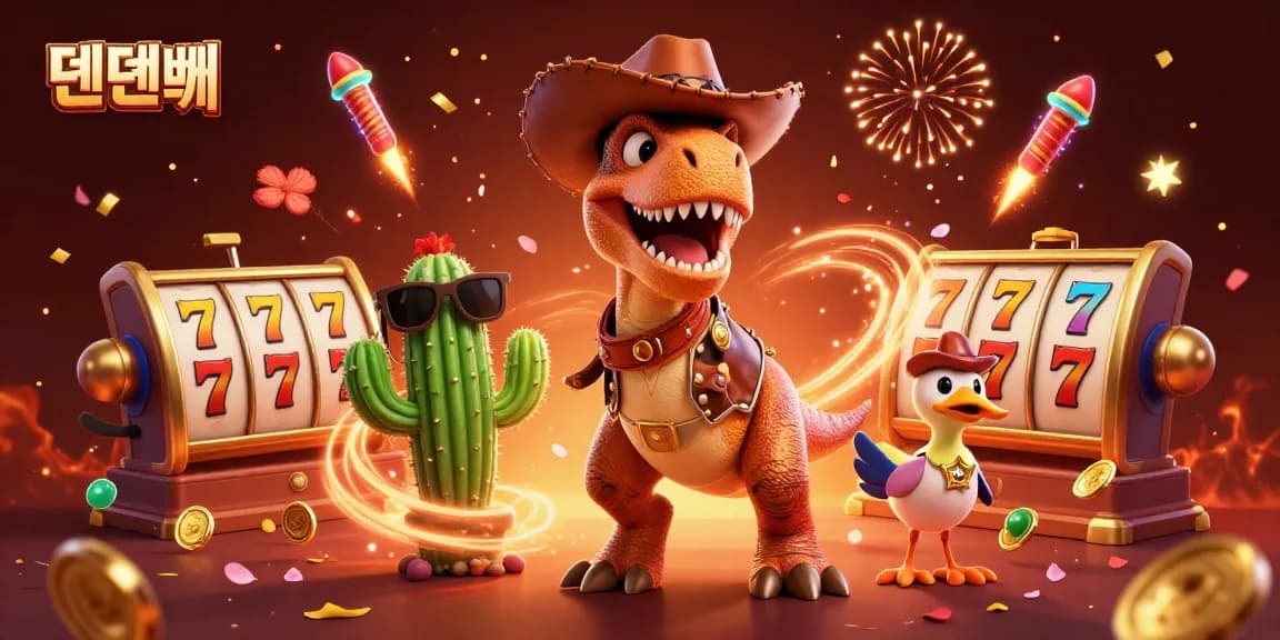 Engage in thrilling gameplay at 텐텐벳, featuring vibrant casino elements and playful characters.