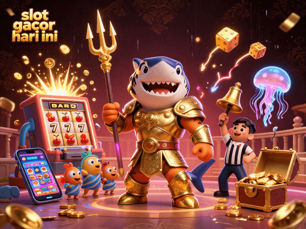 Experience thrilling slots with slot gacor hari ini as the tiger shark and friends celebrate jackpots.