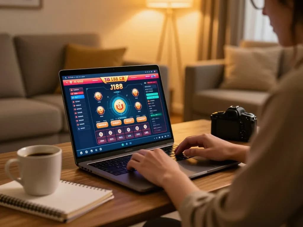Player strategizing for a J188 gaming session at home with focused expressions and game interface