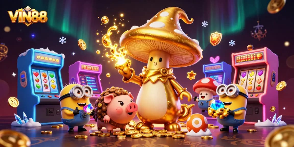 Experience the excitement with VIN88 as the golden wizard unleashes treasure in the slot games.