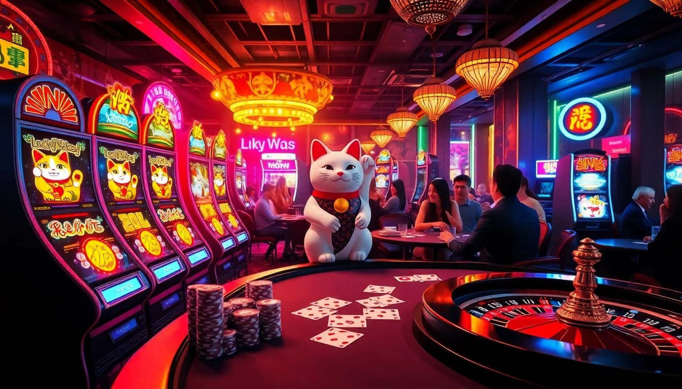 Experience the excitement of the Lucky Neko PG Soft Scatter at a vibrant casino with engaging slot machines.