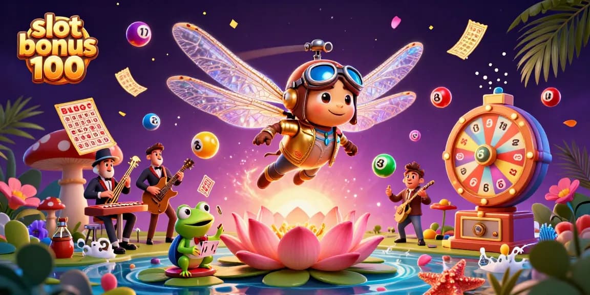 Experience thrilling wins with slot bonus 100 illustrations, featuring vibrant characters and casino elements.