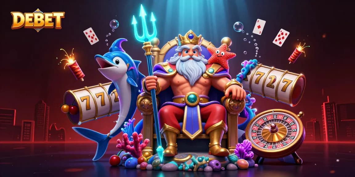 Experience the excitement of DEBET as Neptune and friends celebrate a winning gaming moment.