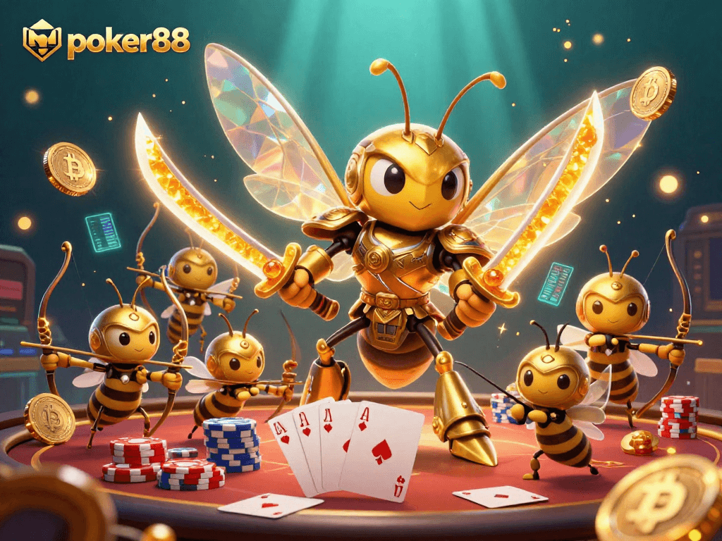 Poker88 menghadirkan ilustrasi kasino 3D unik dengan karakter menarik dan elemen permainan yang dinamis.