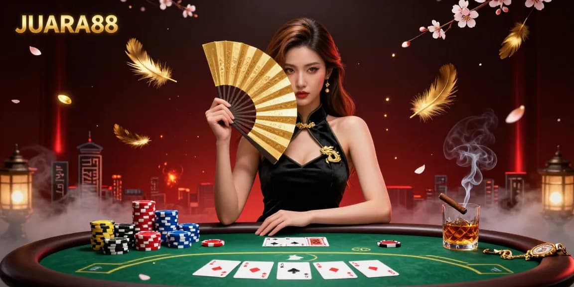 Experience a thrilling JUARA88 poker showdown with high-stakes chips and captivating characters.