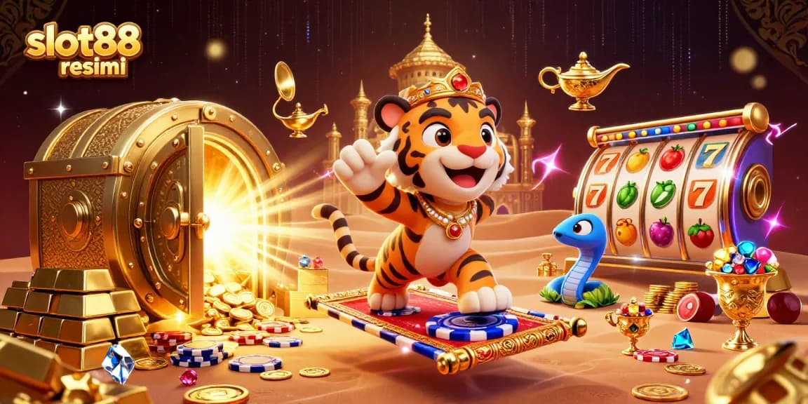 Permainan seru yang menampilkan slot88 resmi dengan jackpot menarik dan simbol buah menyebar di seluruh gambar.
