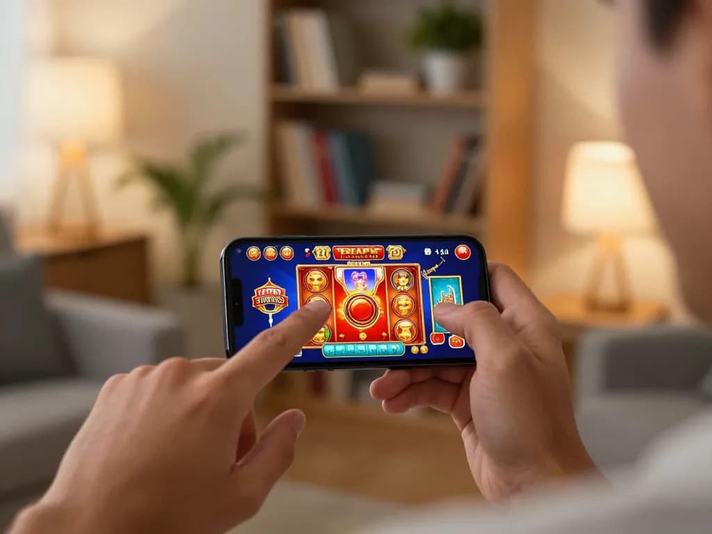 Engaging gameplay on Canadian online casinos through a smartphone, showcasing excitement and strategy.