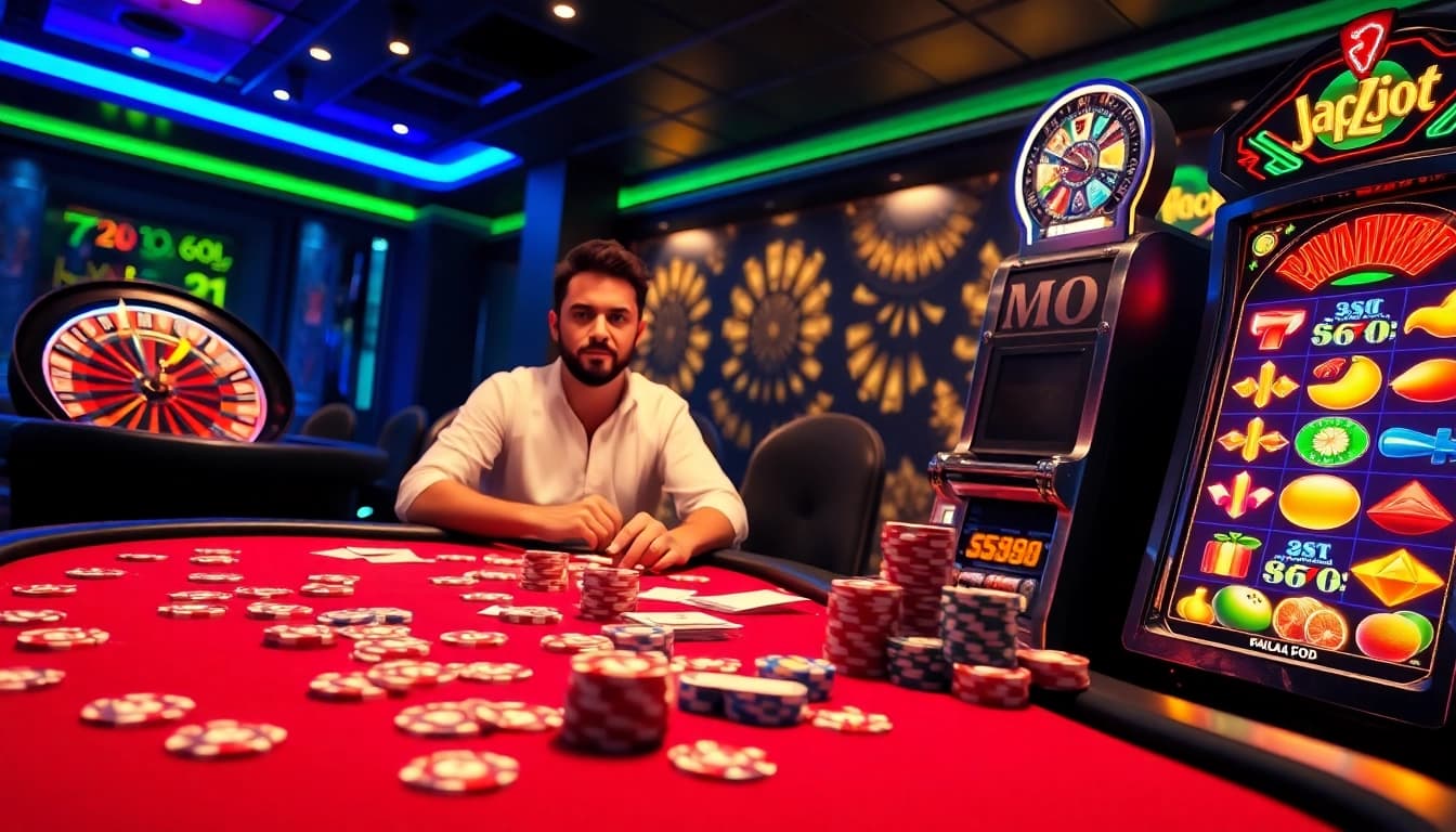 Experience high-stakes gaming at pahala4d with an exciting casino scene of poker and roulette.