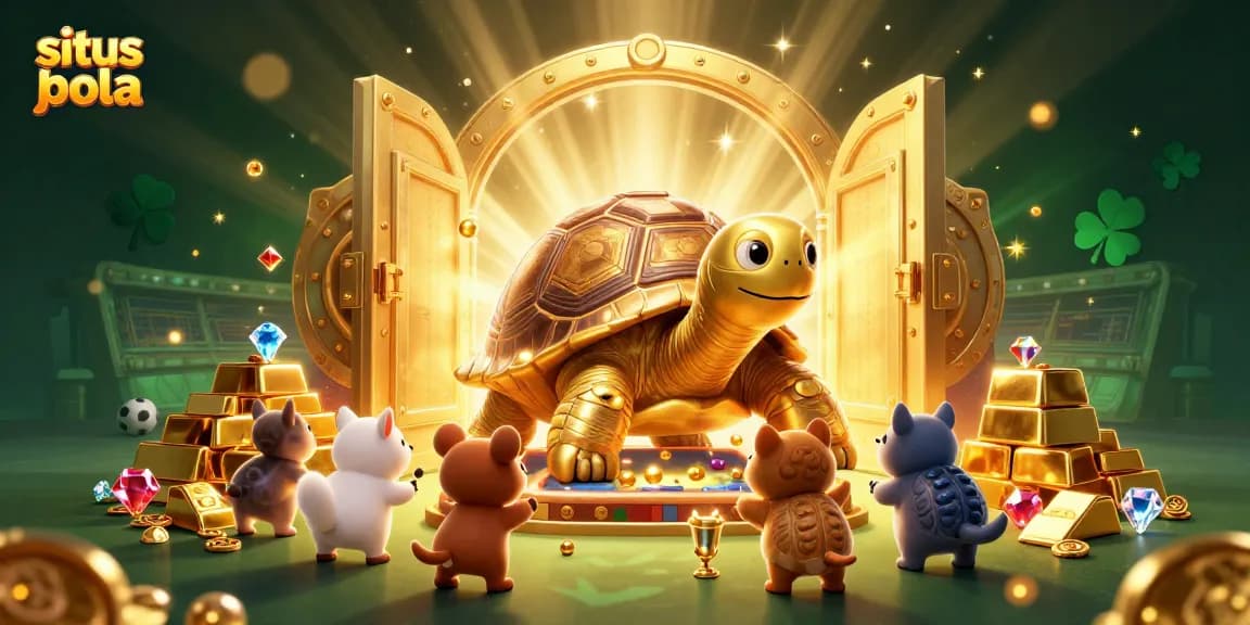 Engage in thrilling sports betting action on situs judi bola with vibrant 3D visuals, gems, and gold treasures.