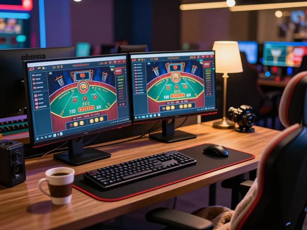 Player engaging with nhà cái cm88 online setup, showcasing live dealer games for an immersive gambling experience.