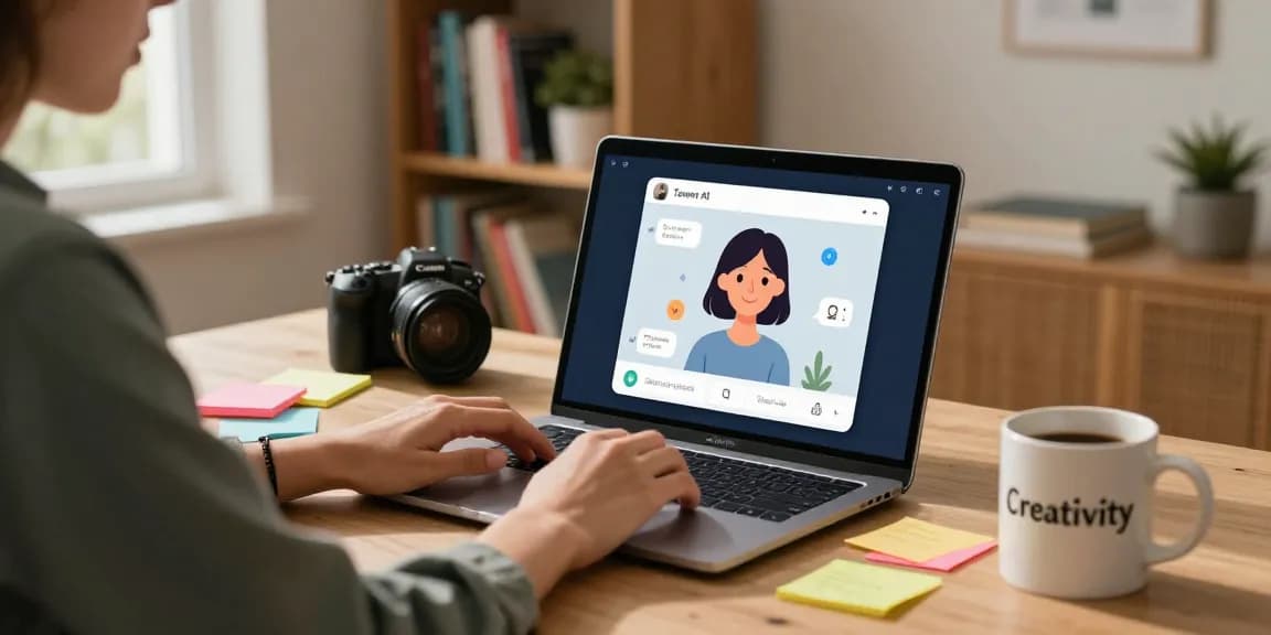 Engaging workspace utilizing Tavern AI for creative storytelling and digital interactions in a cozy home office.