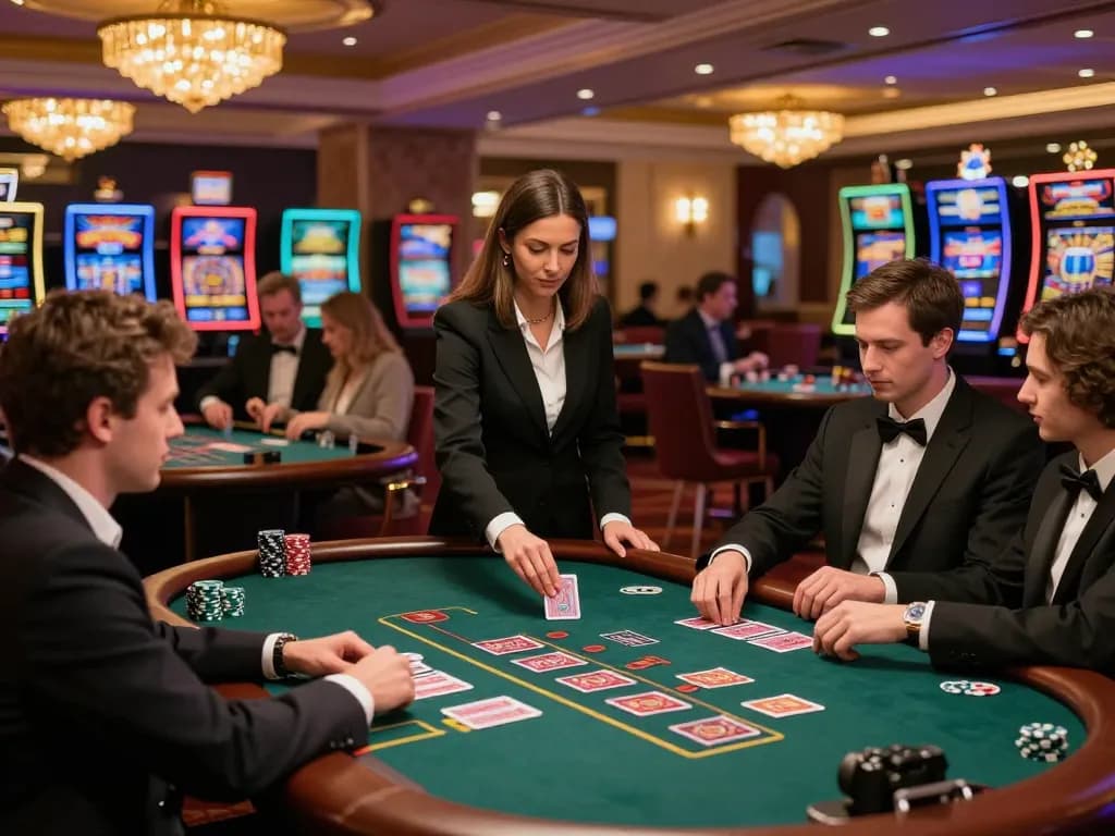 Enjoying a high-stakes game at a trusted casino, showcasing strategic play at the blackjack table.