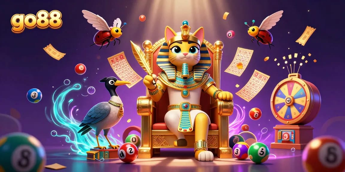 Experience the thrill of go88 with vibrant lottery elements and captivating characters in an immersive illustration.