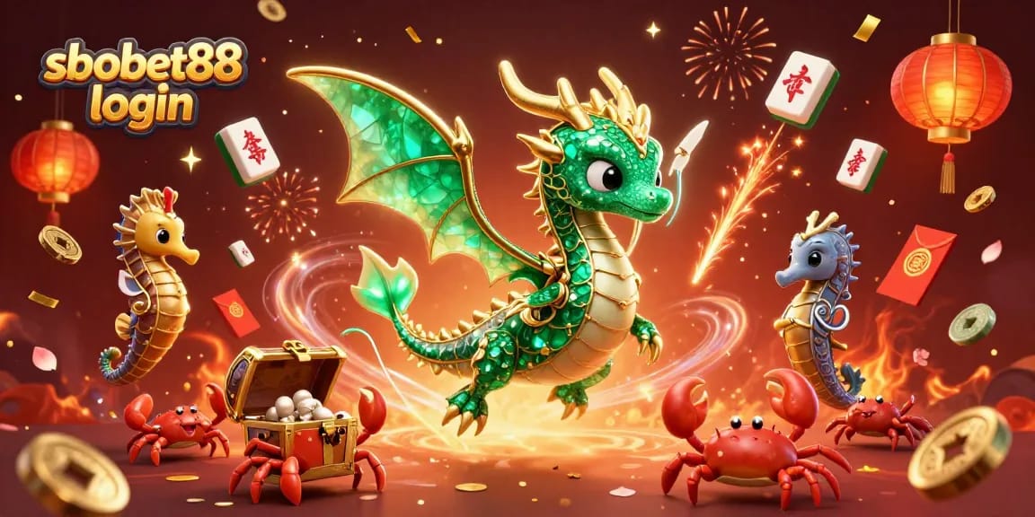 Elevate your play with sbobet88 login as vibrant 3D sea dragon celebrates wins and treasures