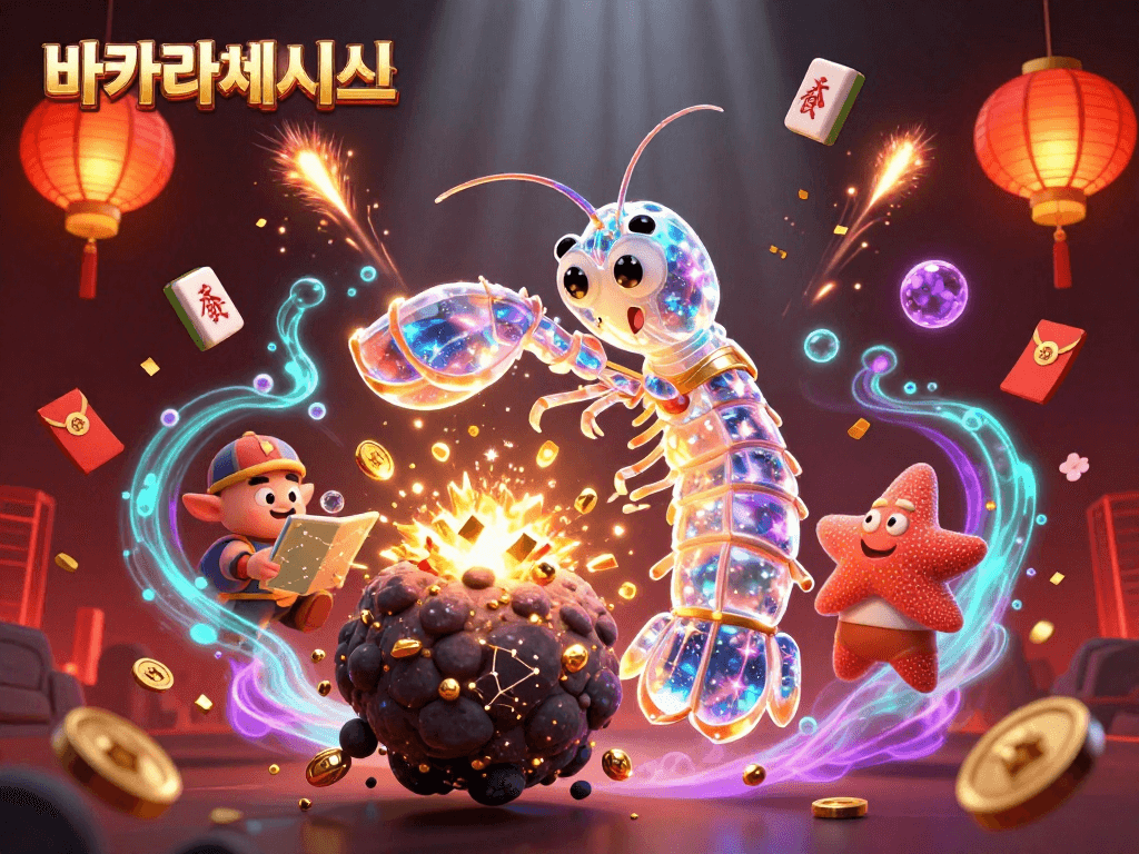 바카라사이트에서 실시간 바카라 게임을 즐기며 황금 보상을 얻는 곤충 캐릭터들