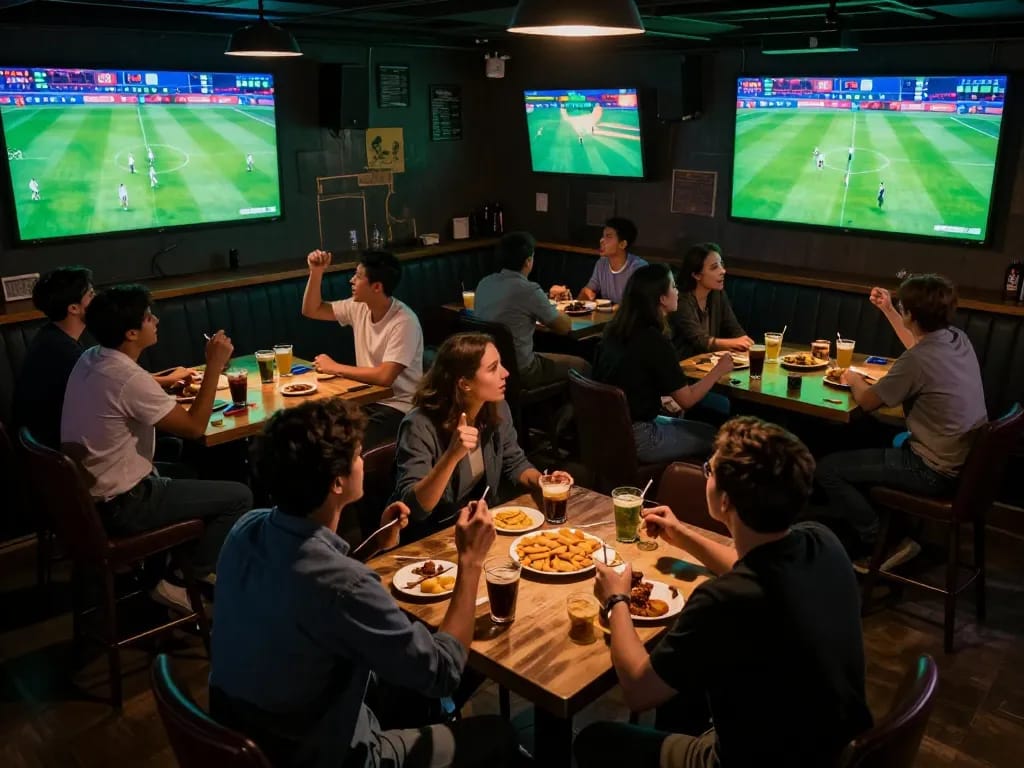 Fans using luongsontv60 for live sports betting while enjoying a match together