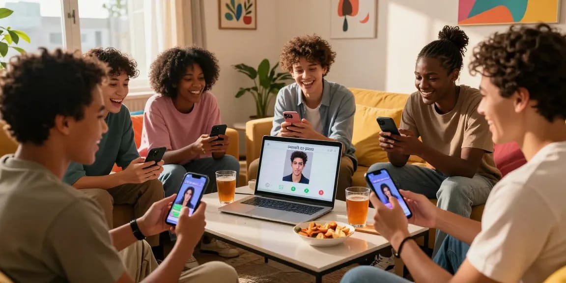 Engaging group discussing smash or pass ratings on AI-generated images in a lively setting.