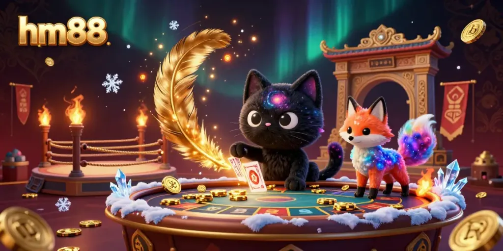 Experience the thrilling atmosphere of hm88 casino with a cosmic twist, featuring vibrant characters and rich details.