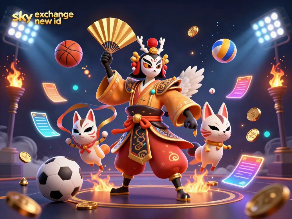 Experience thrilling sports betting action with a vibrant scene featuring the sky exchange new id in an engaging 3D illustration.