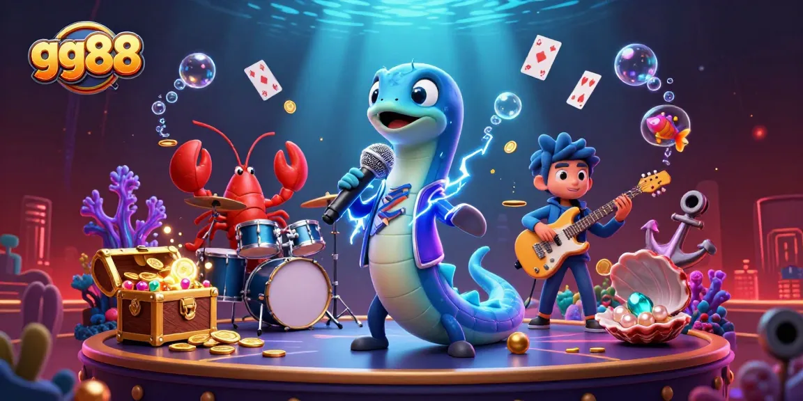 Betting at GG88 with vibrant characters performing and casino-themed elements in a rich underwater scene.