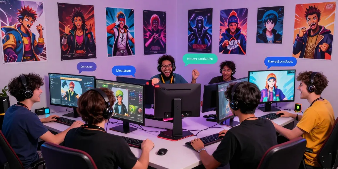Dynamic virtual gaming scene showcasing players in Status AI interacting with AI characters and avatars.