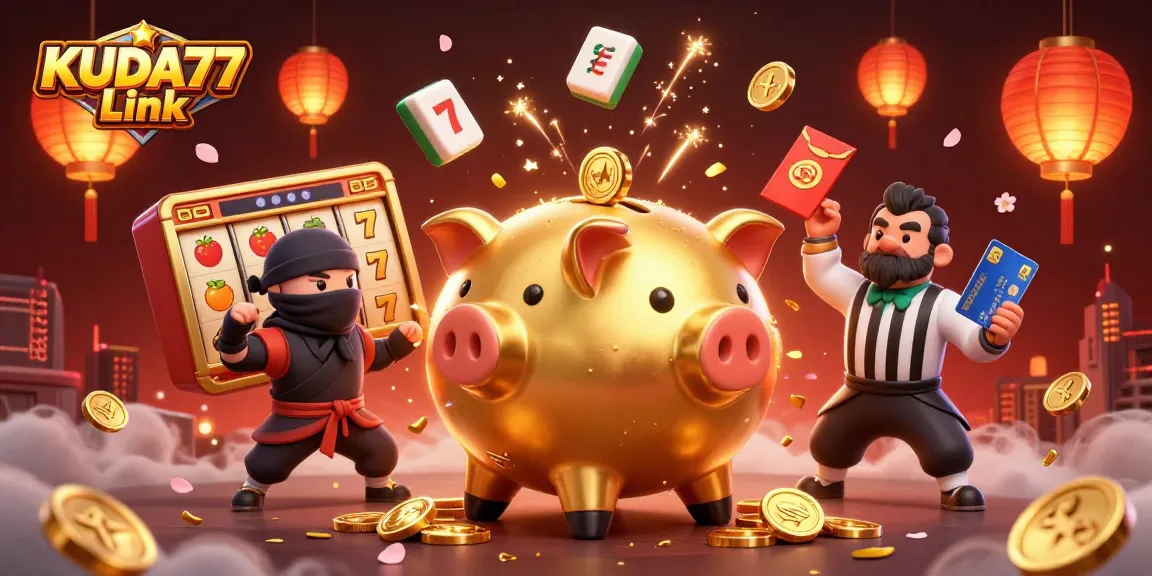 Permainan seru di KUDA77 Link dengan simbol slot berkilau dan karakter menarik.