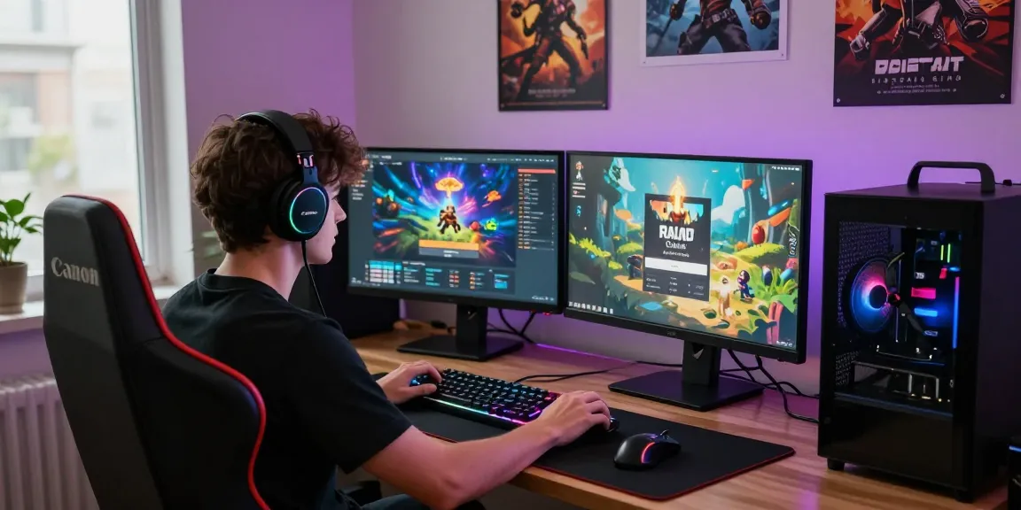 Raja Game login screen with an enthusiastic gamer focused at their modern desk.