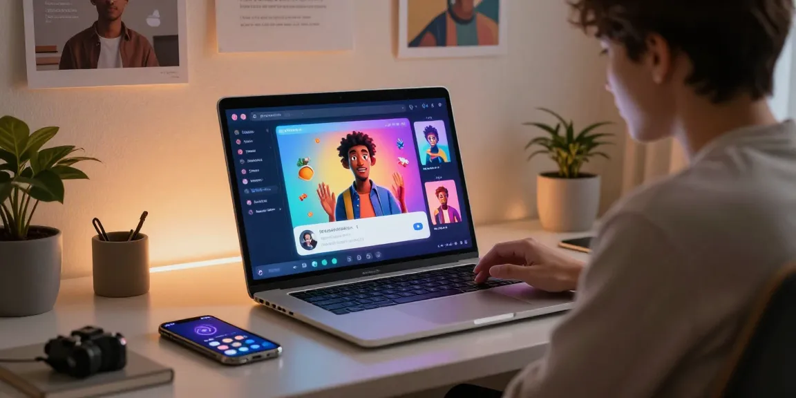 Engaging user interaction with Crushon AI chatbot in modern home office.