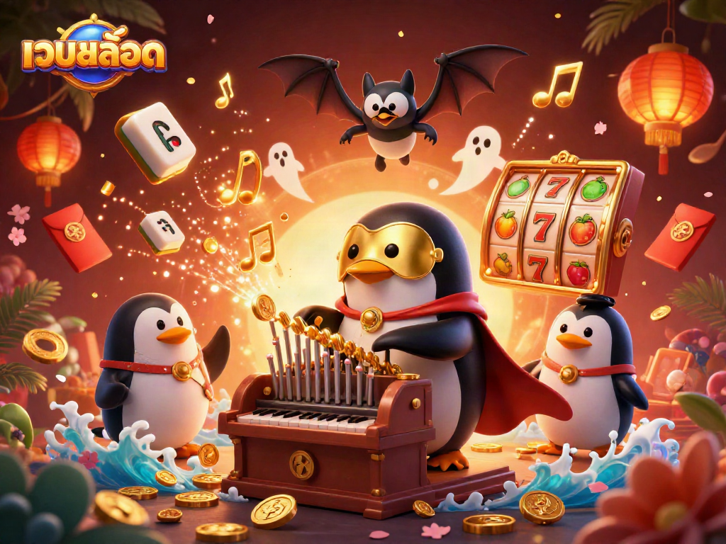 Experience เว็บสล็อต thrills with a phantom opera penguin and exciting slot symbols in dynamic 3D.