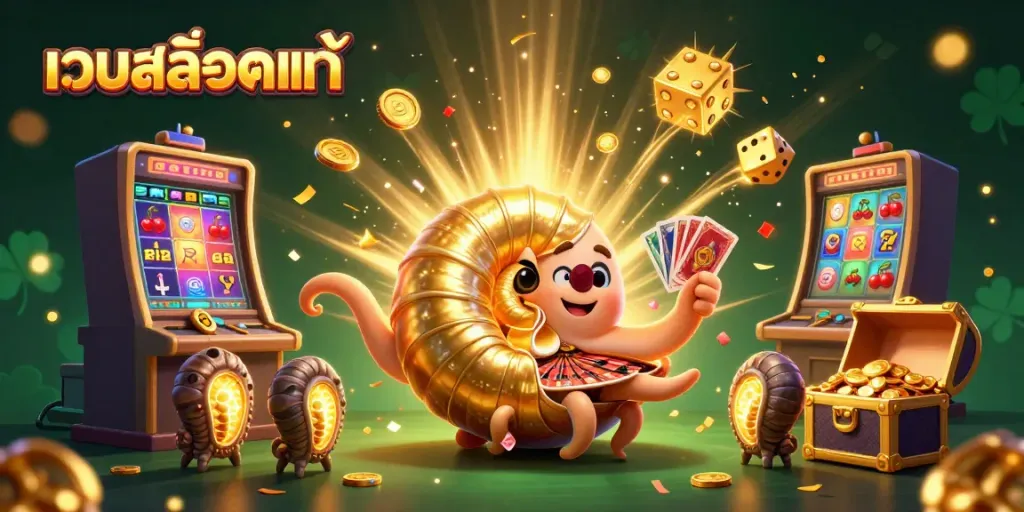 Spin the wheels in เว็บสล็อตแท้ with vibrant jackpots, glowing treasures, and colorful game visuals.