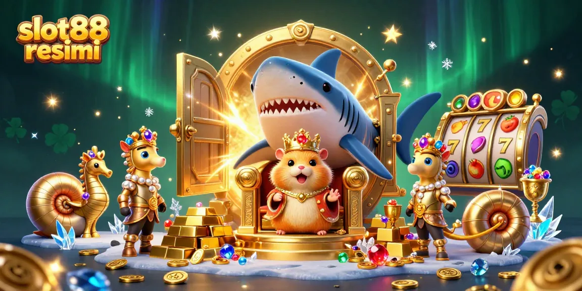Permainan slot88 resmi menampilkan raja hamster mengesankan dikelilingi harta berkilau di dunia slot online.