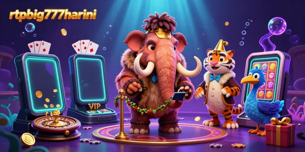 Experience thrilling wins with the rtpbig777hariini spectacular casino illustration of characters in a vibrant scene.