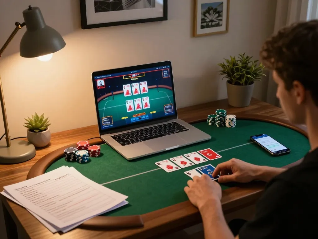 Engaging online poker action on gameradar with live dealer and strategic notes.