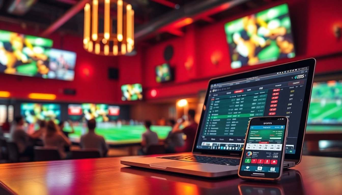 Engaging sports betting platform with live odds displayed on devices, emphasizing the excitement of Sports Betting.