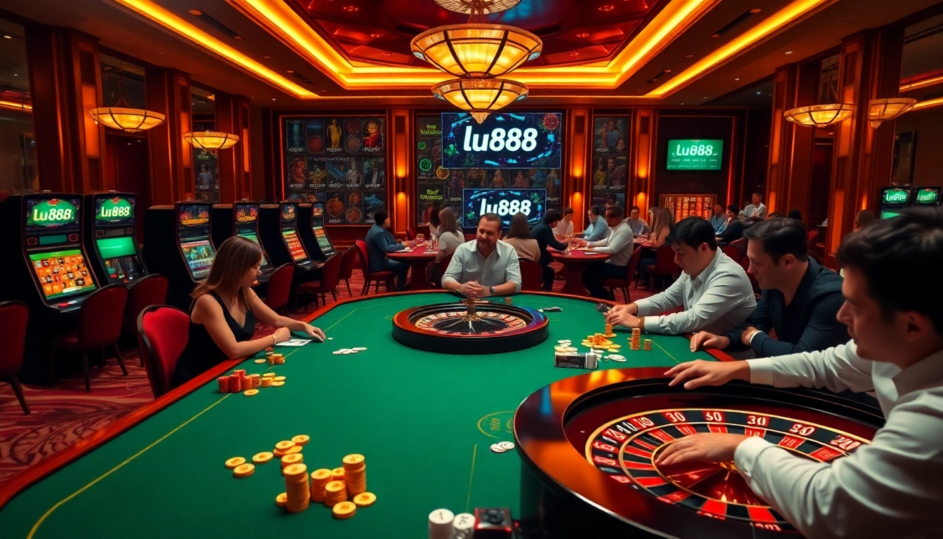 Experience the thrill of winning with lu88 at a vibrant casino table filled with action.