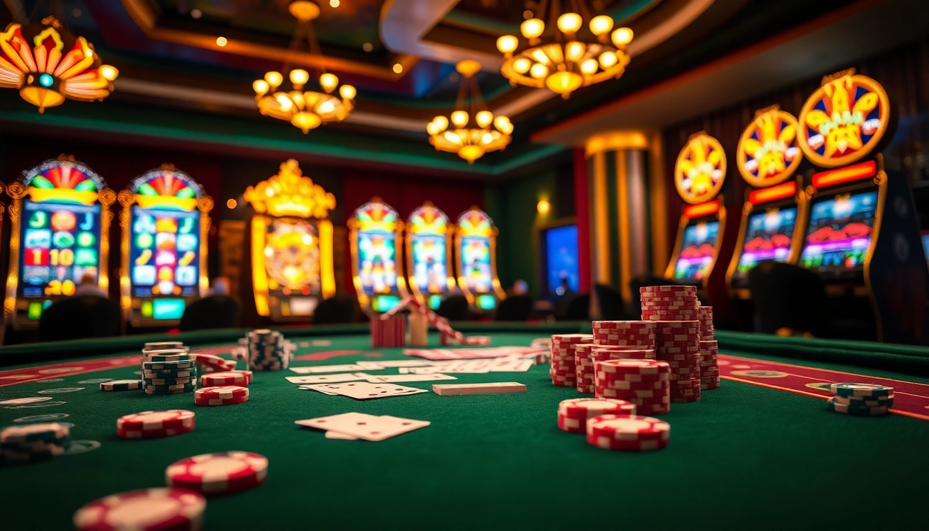 Experience dynamic gaming action at https://thabet.vegas/ with vibrant casino tables and slot machines.