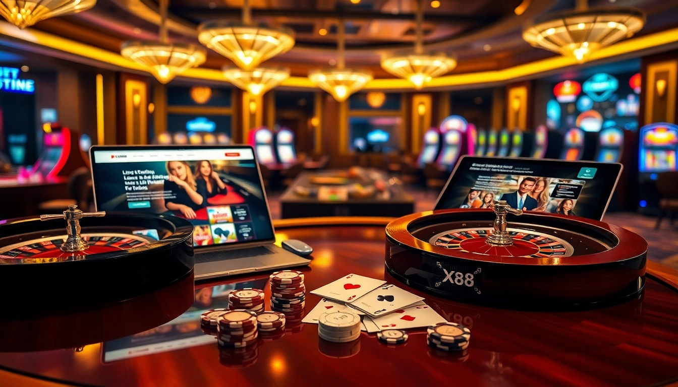 Betting excitement at https://xx88.nl/ with elegant casino elements including poker chips and roulette wheels.